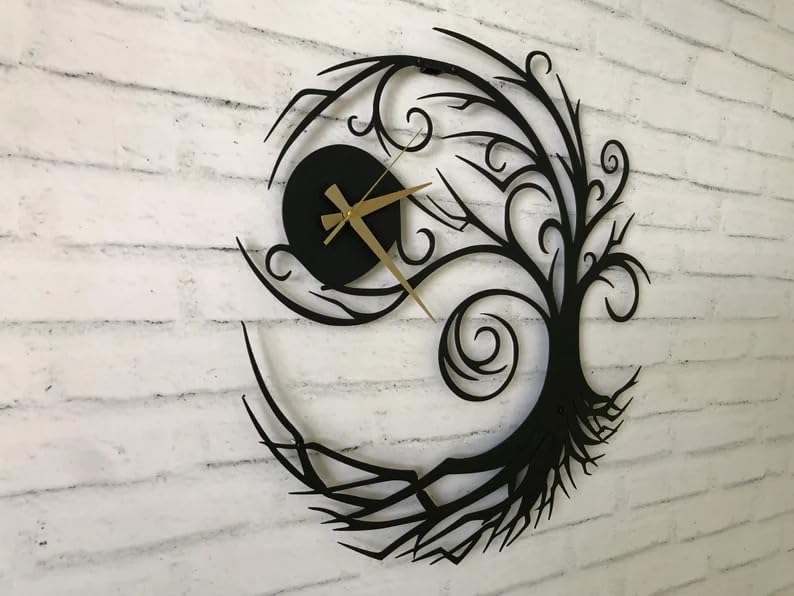 Tree of Life Metal Wall Clock Decor
