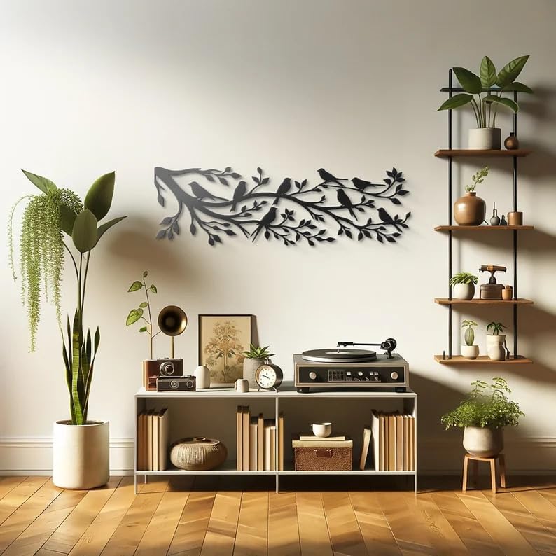 Branch on Bird Metal Wall Decor