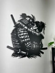 NORTH KAISER Metal Wall Art - Samurai Warrior & Geisha Embrace Wall Sculpture, Japanese Anime Decor for Living Room, Bedroom, Home Office (47.2'' x 40.1'' / 120 x 102 cm)