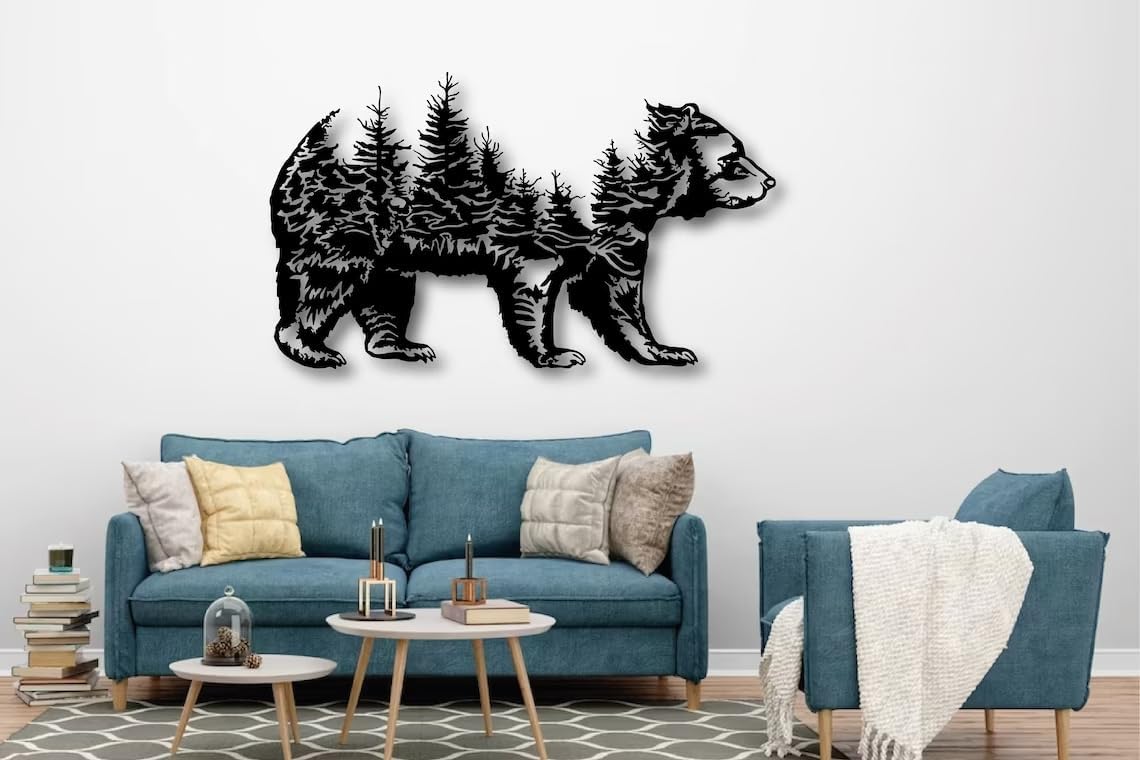 Bear & Forest Metal Wall Art