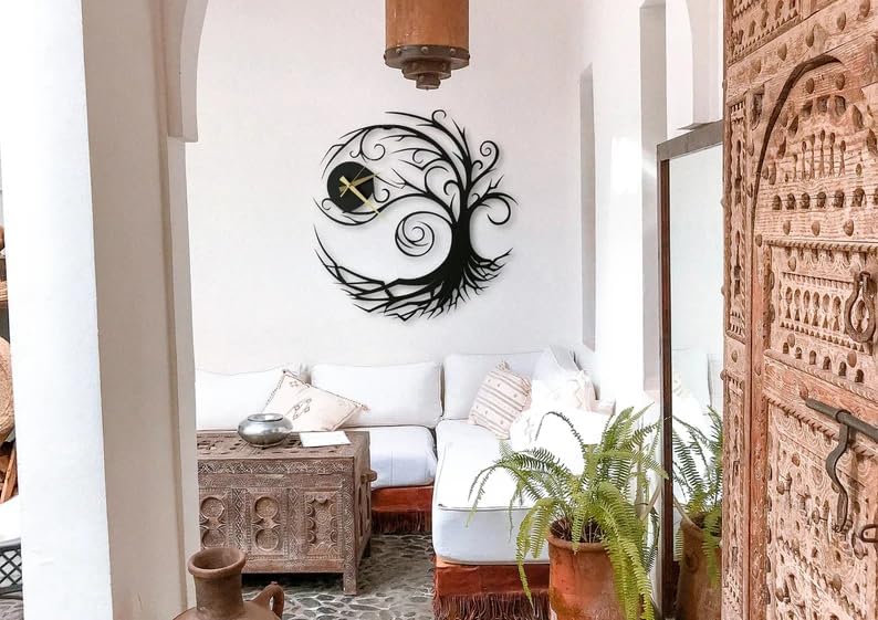 Tree of Life Metal Wall Clock Decor