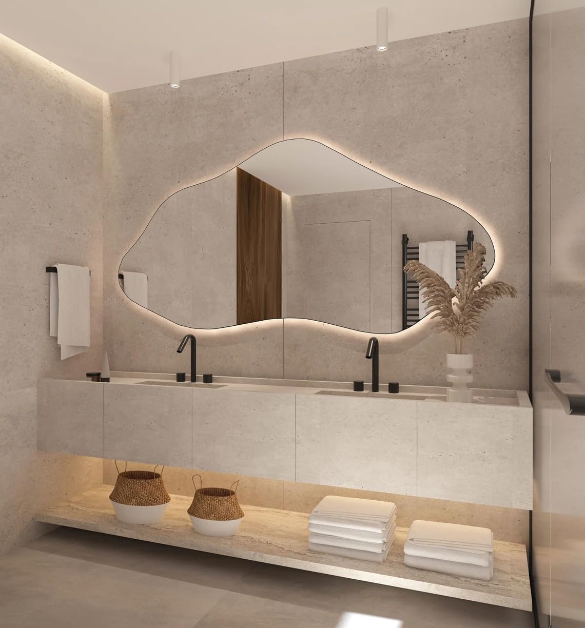 Asymmetrical Bathroom LED Mirror