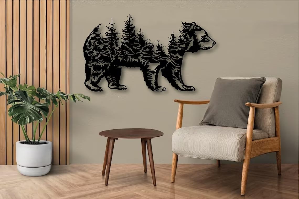 Bear & Forest Metal Wall Art