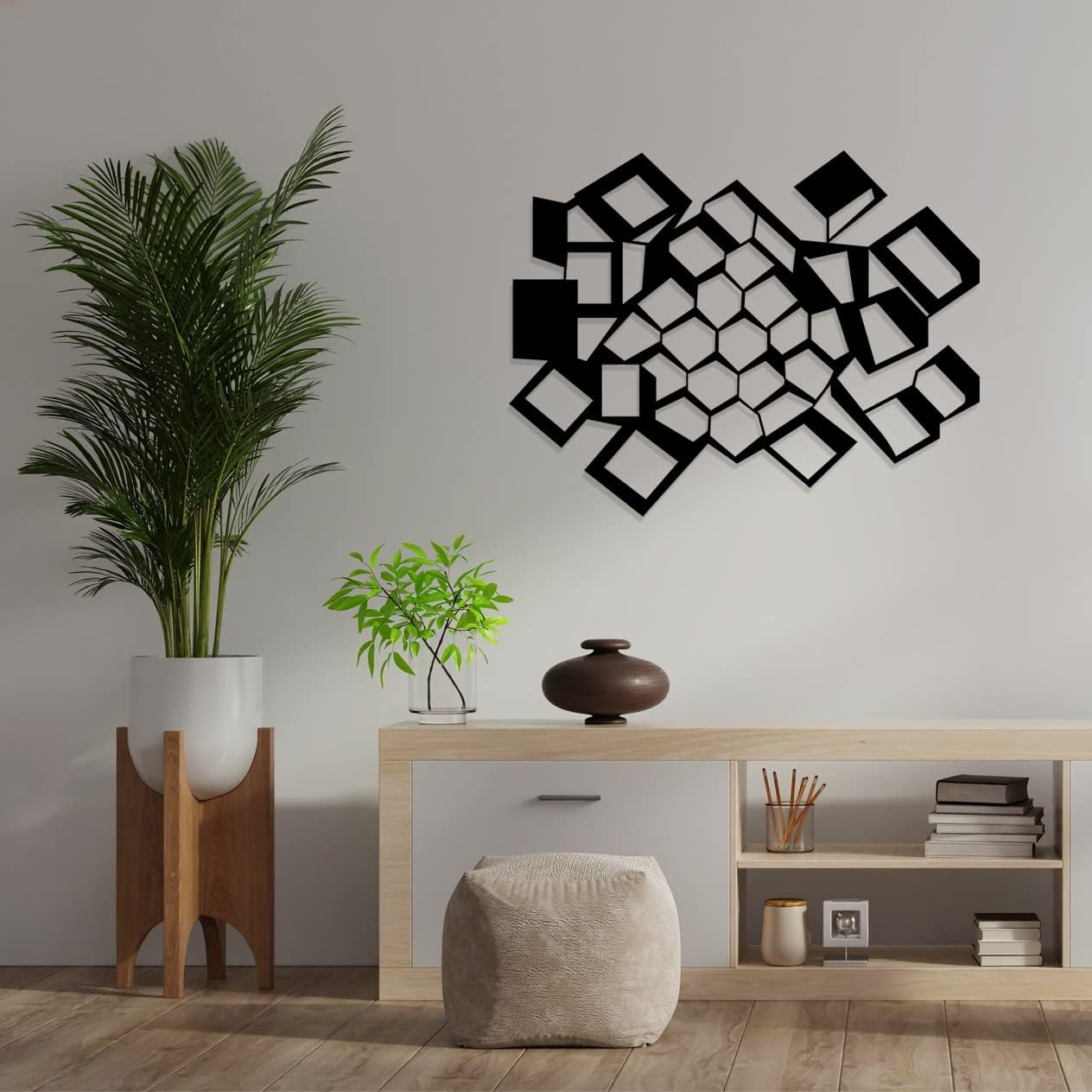 NORTH KAISER Modern Metal Wall Art I Abstract Wall Decor I Geometric Sculptures Decorations For Living Room Bedroom Office (46'' x 34.5'' / 117 x 87.8 cm)