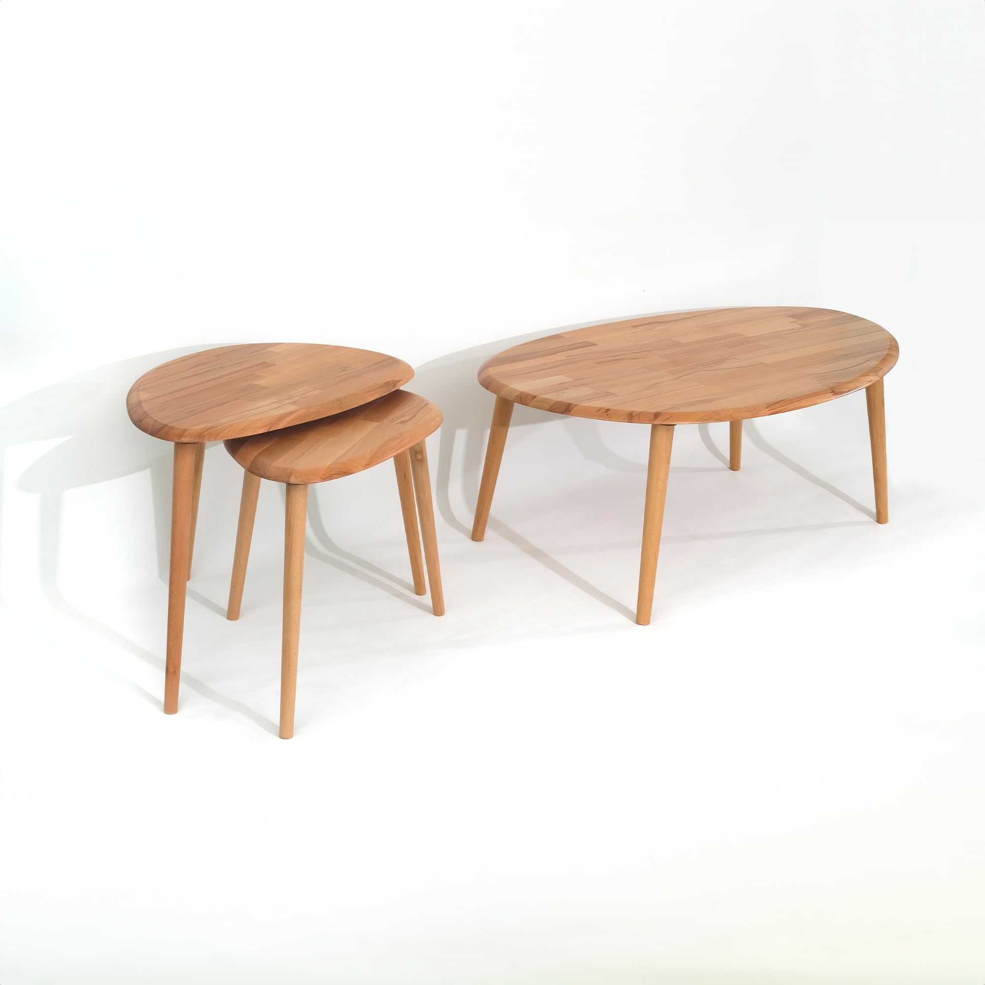 Asymmetric Natural Wooden Coffee Table for Living Room