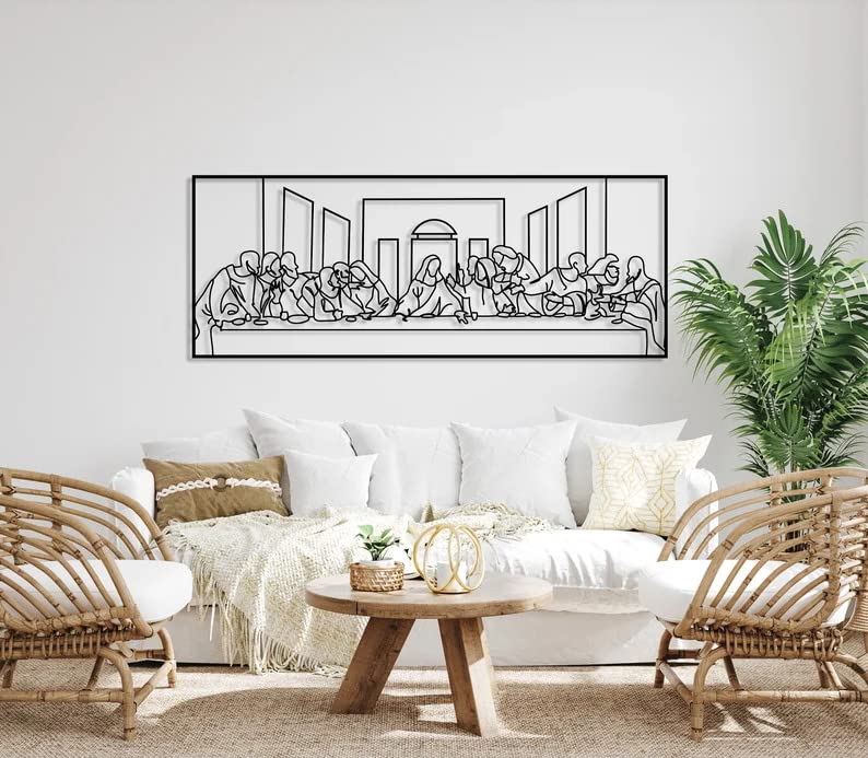 NORTH KAISER The Last Supper Metal Wall Decor| Minimalist Wall Art | Religious Wall Hanging Home Decorations for Dining Room Living Room Bedroom Christian Gift (27.5'' x 10.6” / 70 x 27 cm)