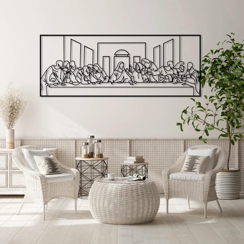 NORTH KAISER The Last Supper Metal Wall Decor| Minimalist Wall Art | Religious Wall Hanging Home Decorations for Dining Room Living Room Bedroom Christian Gift (27.5'' x 10.6” / 70 x 27 cm)