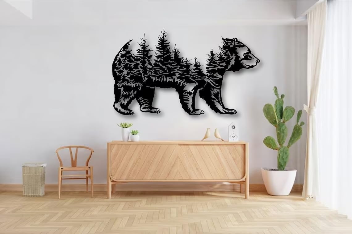 Bear & Forest Metal Wall Art