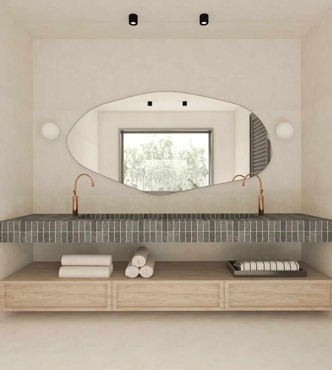 Side Asymmetrical LED Bathroom Mirror