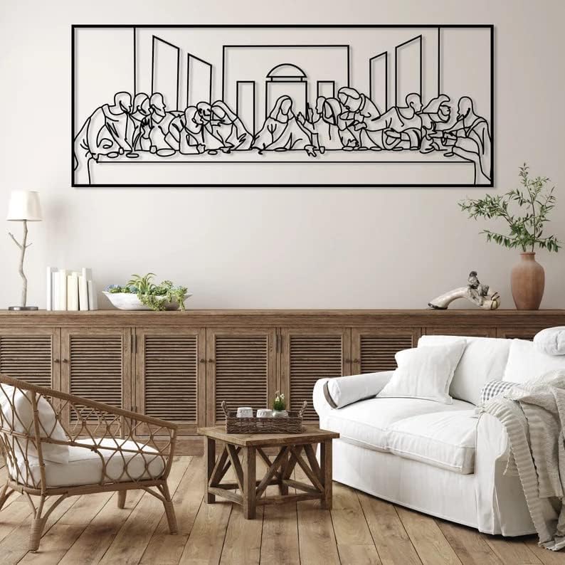 NORTH KAISER The Last Supper Metal Wall Decor| Minimalist Wall Art | Religious Wall Hanging Home Decorations for Dining Room Living Room Bedroom Christian Gift (27.5'' x 10.6” / 70 x 27 cm)