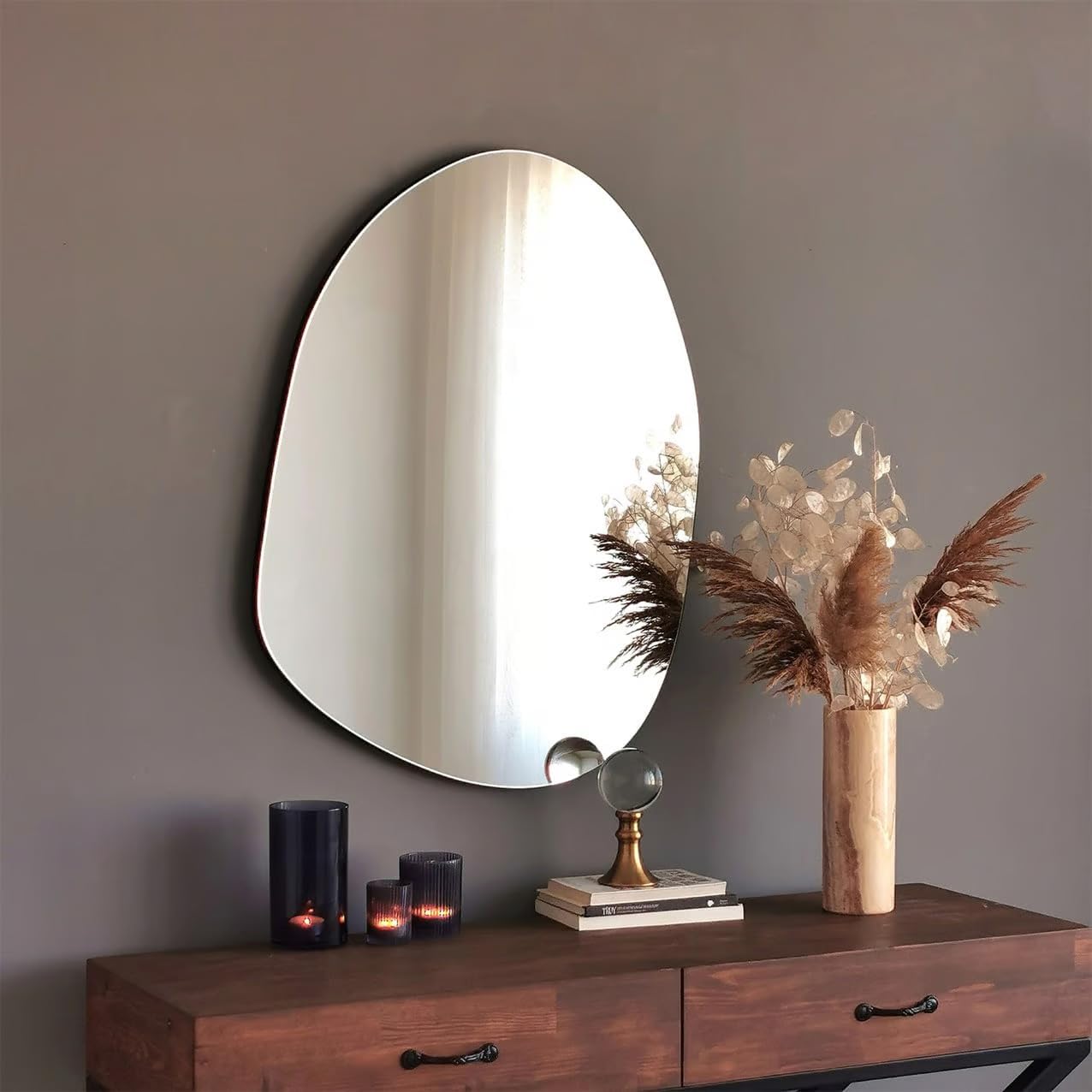Irregular Wooden Framed Cloud Mirror