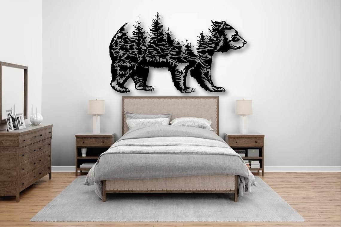 Bear & Forest Metal Wall Art