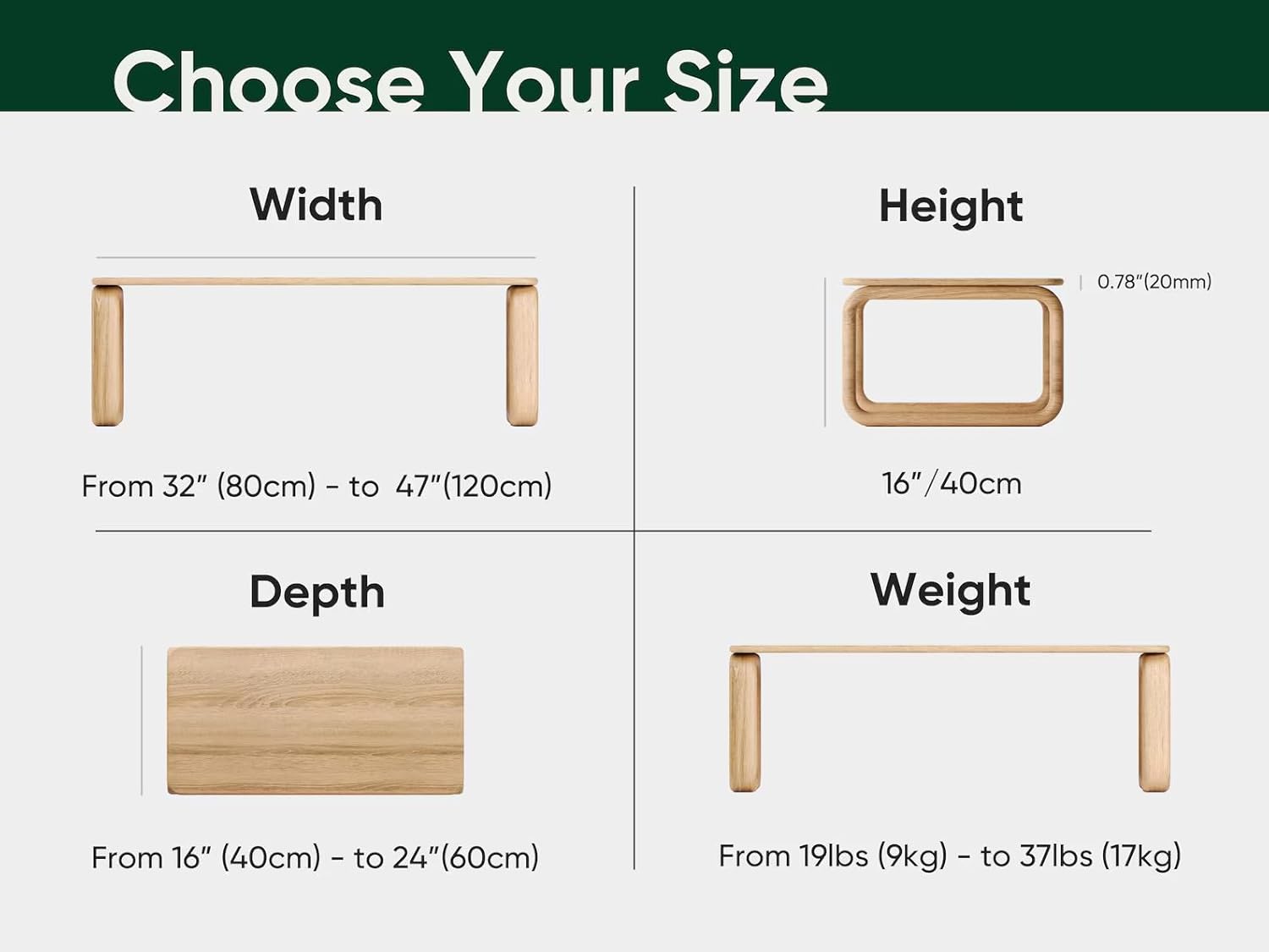Solid OAK Wood Modern Coffee Table