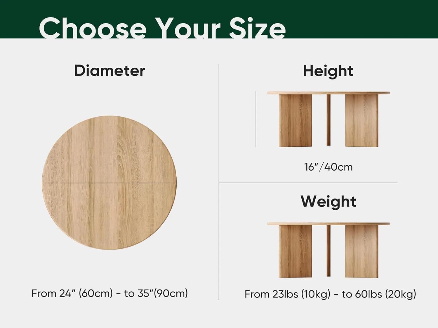 Modern Coffee Table | Oak Wood Round Home Decor for Living Room, Bedroom & Office | Rustic, Farmhouse & Mid-Century Furniture (Espresso, 24'' x 24'' in)