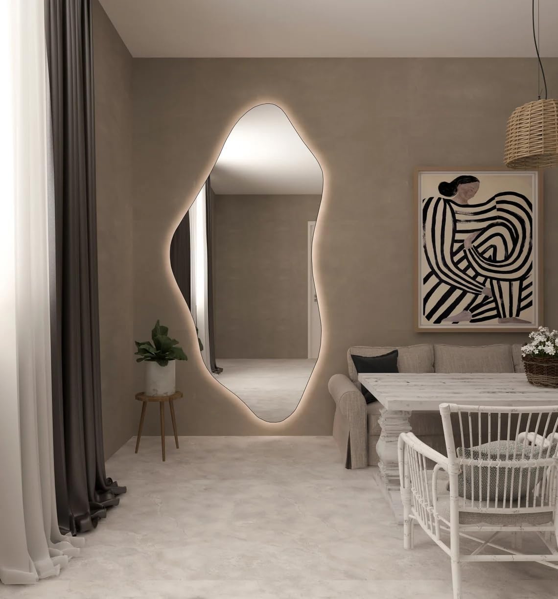 Asymmetrical Bathroom LED Mirror