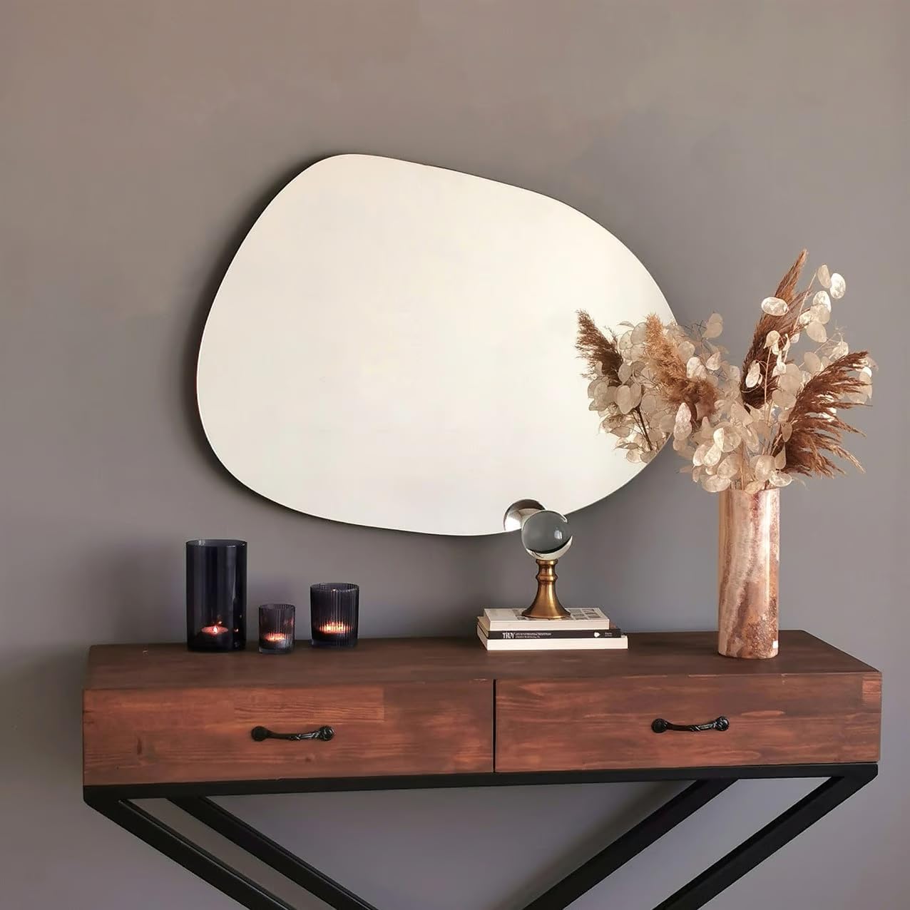 Irregular Wooden Framed Cloud Mirror