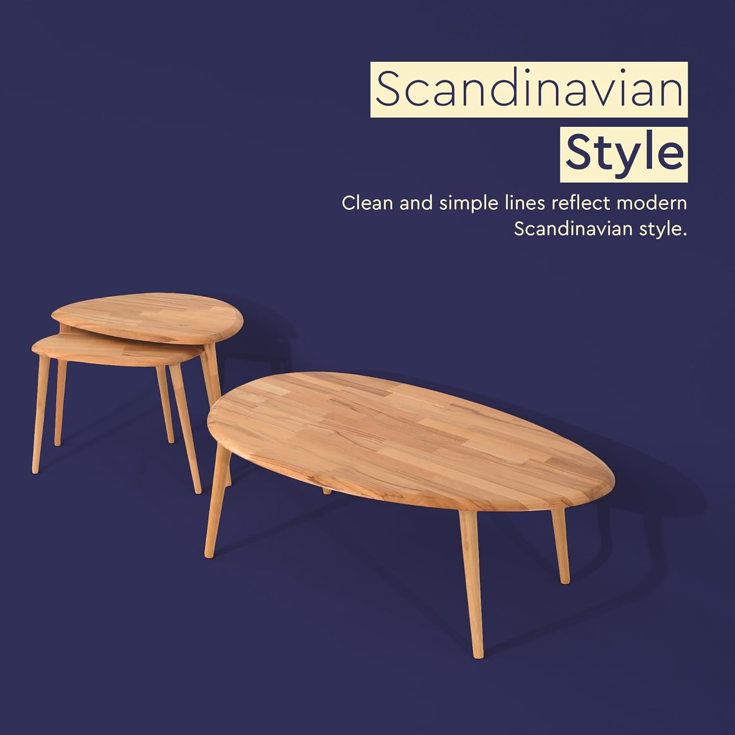 Asymmetric Natural Wooden Coffee Table for Living Room