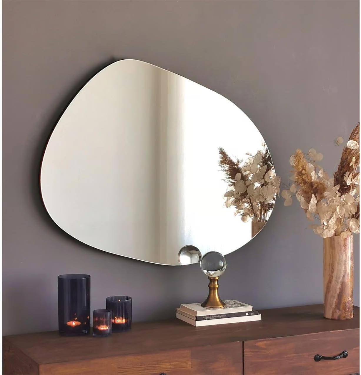 Irregular Wooden Framed Cloud Mirror