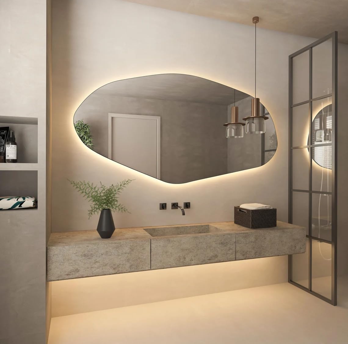 Side Asymmetrical LED Bathroom Mirror