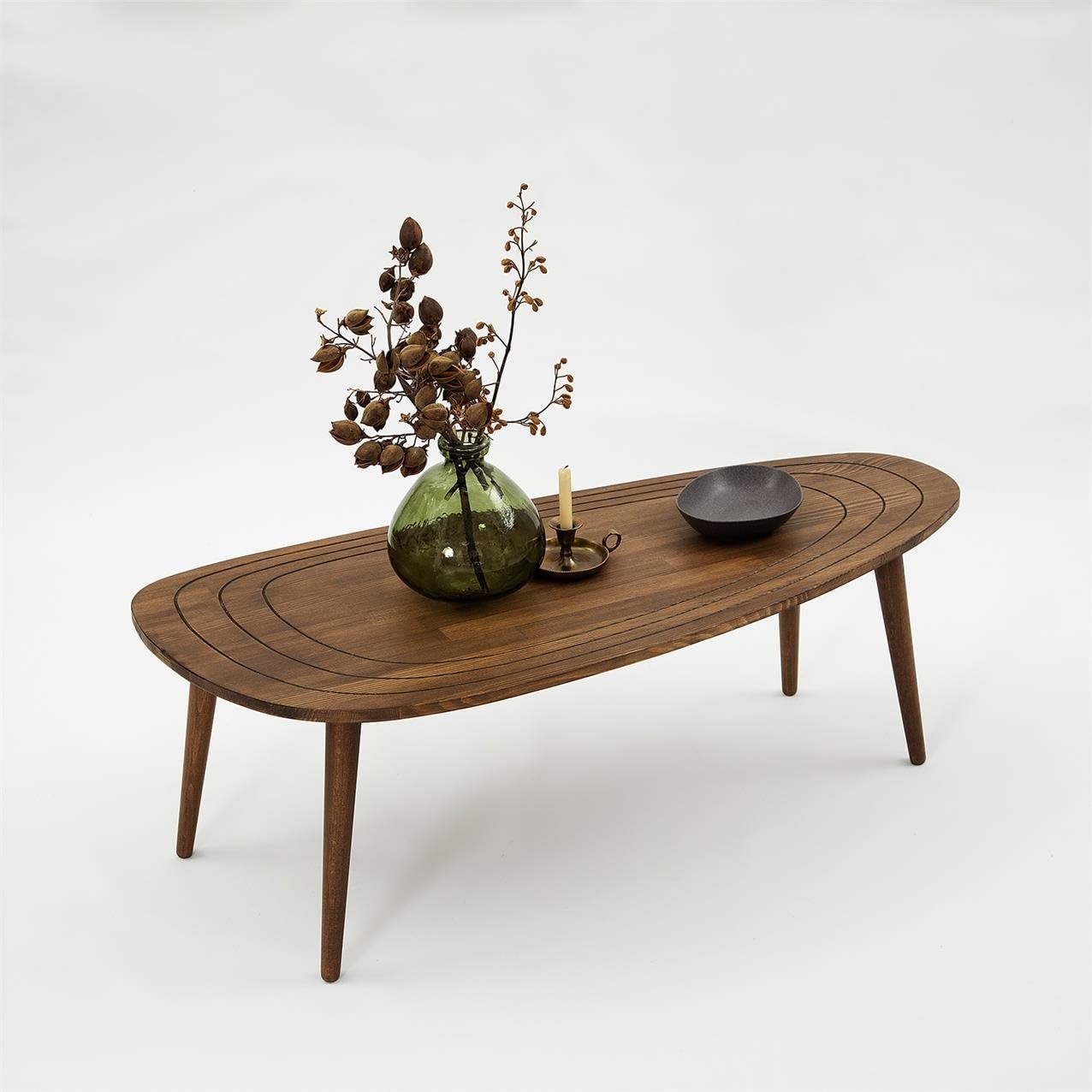 Solid Wood Oval Coffee Table
