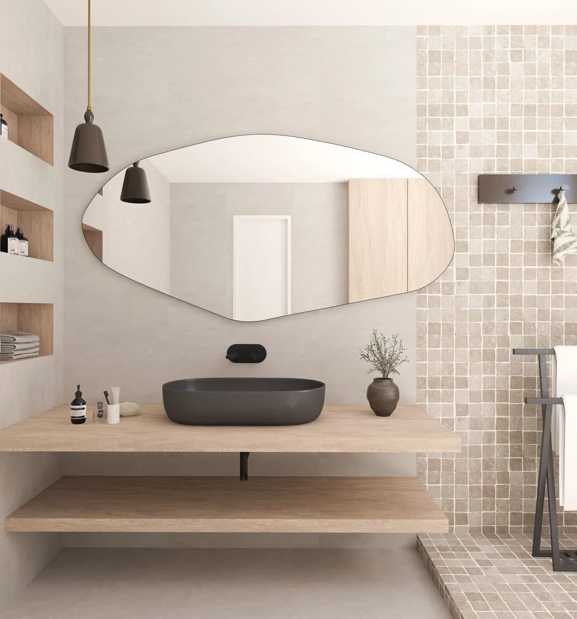 Side Asymmetrical LED Bathroom Mirror