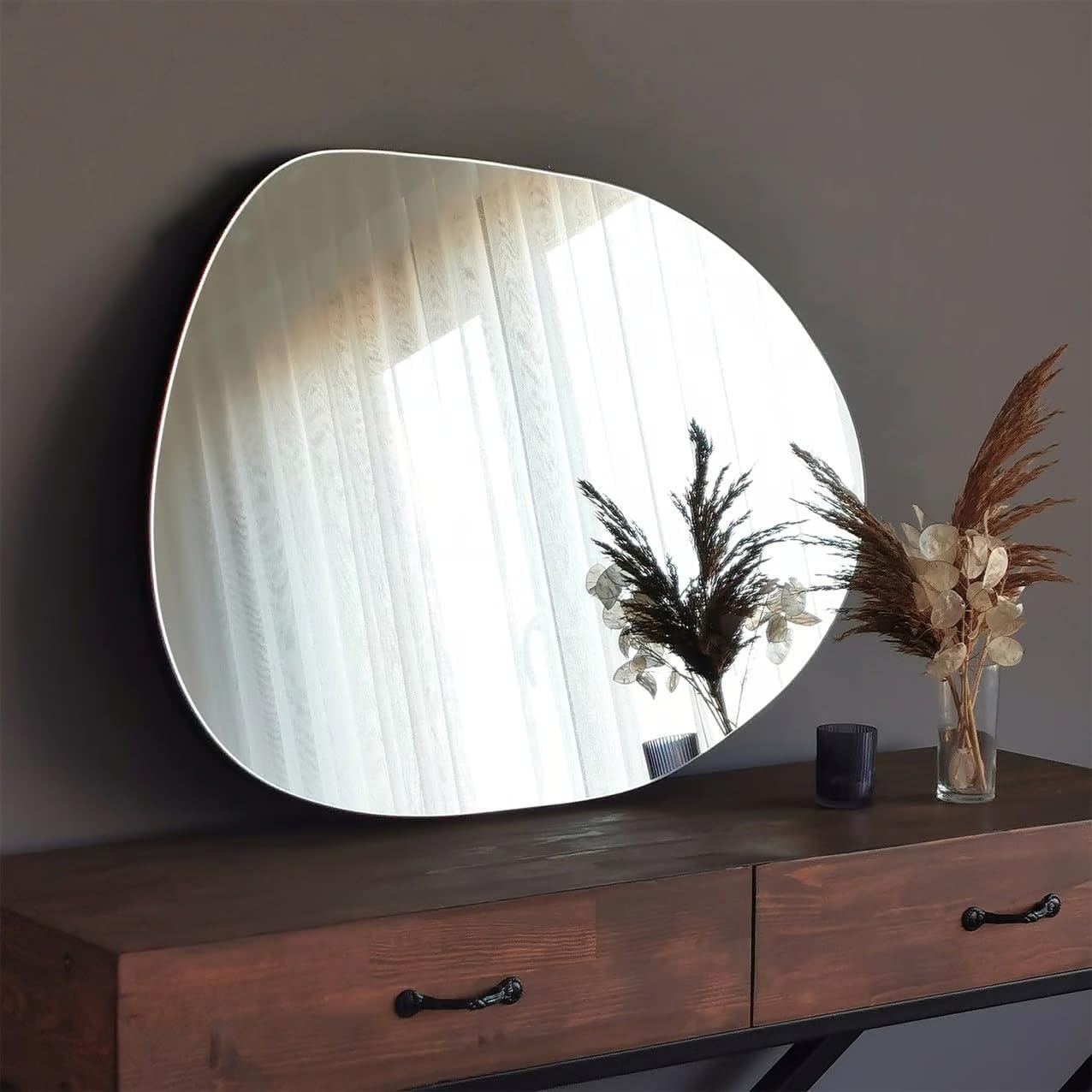 Irregular Wooden Framed Cloud Mirror