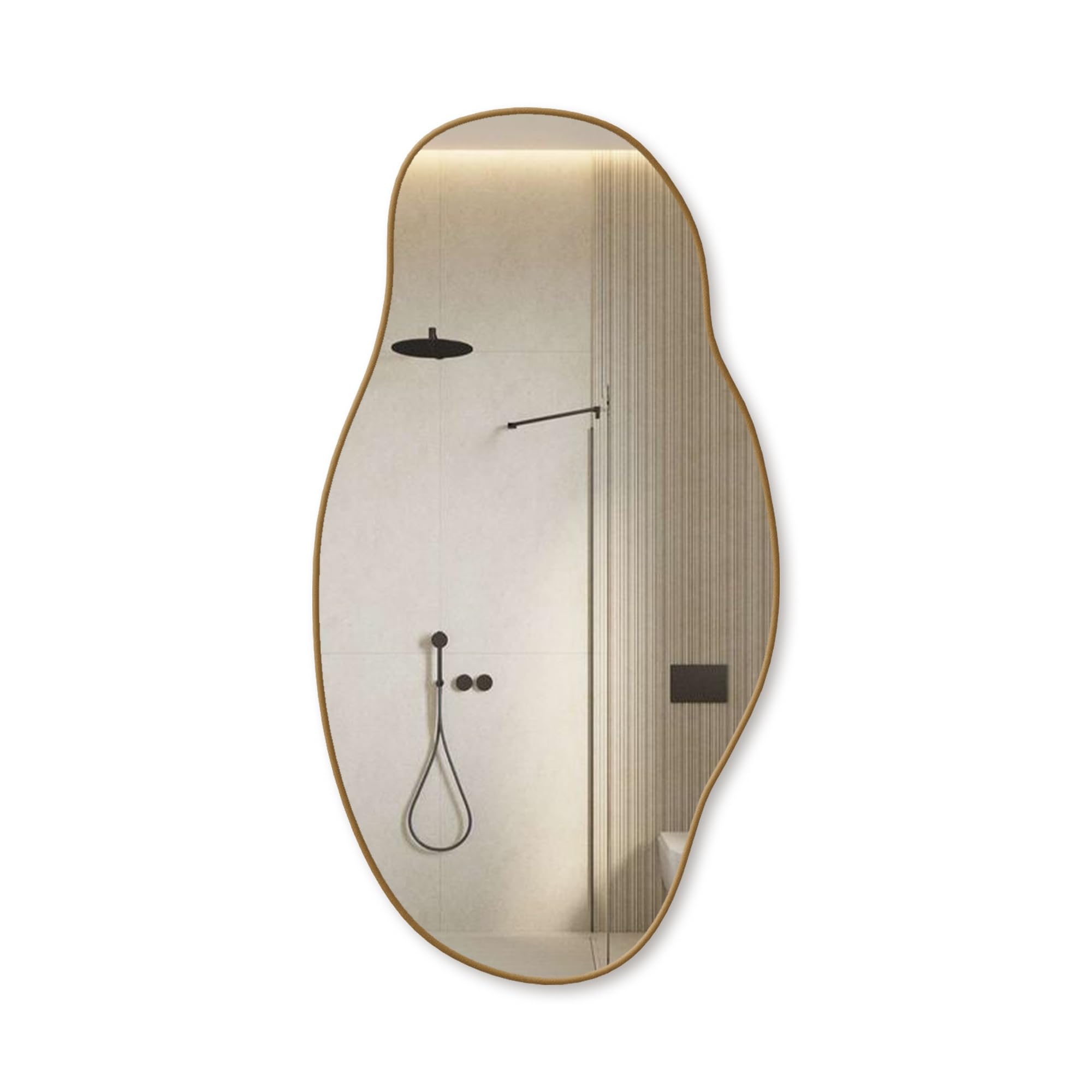 CG Asymmetrical Wood Frame Bathroom Wall Mirror