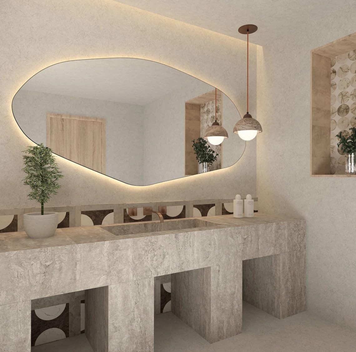 Side Asymmetrical LED Bathroom Mirror