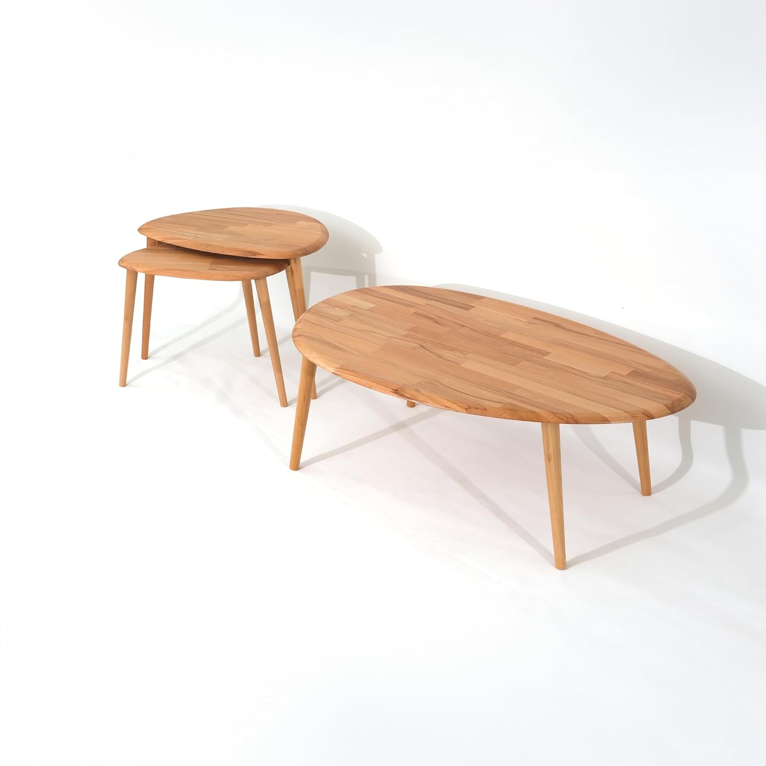 Asymmetric Natural Wooden Coffee Table for Living Room