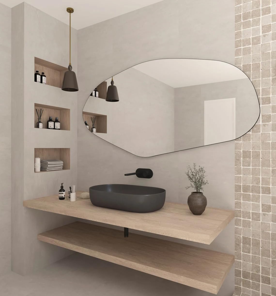 Side Asymmetrical LED Bathroom Mirror