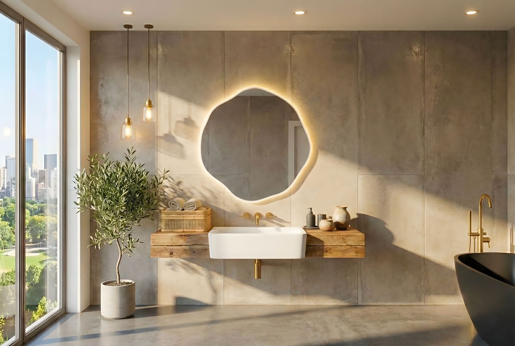 Ovalle Asymmetrical LED Wall Mirror