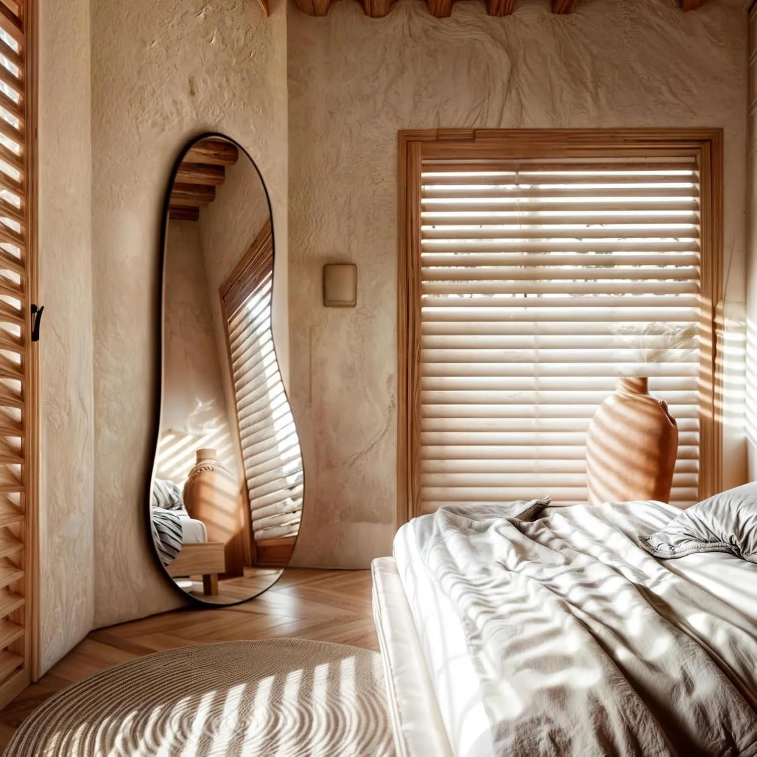 Sidney Modern Asymmetrical Wood Mirror