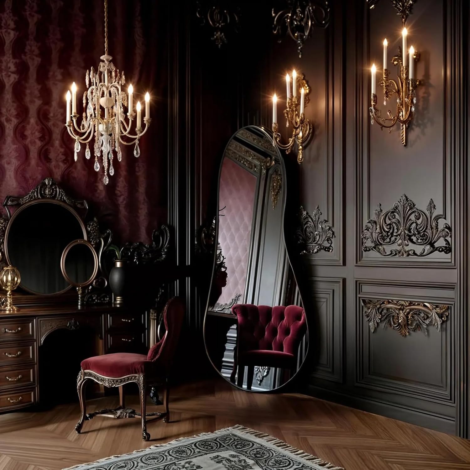 Sidney Modern Asymmetrical Wood Mirror