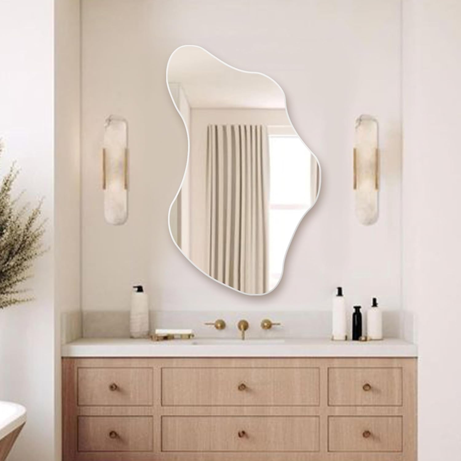 Iris Irregular Wood Framed Wall Mirror