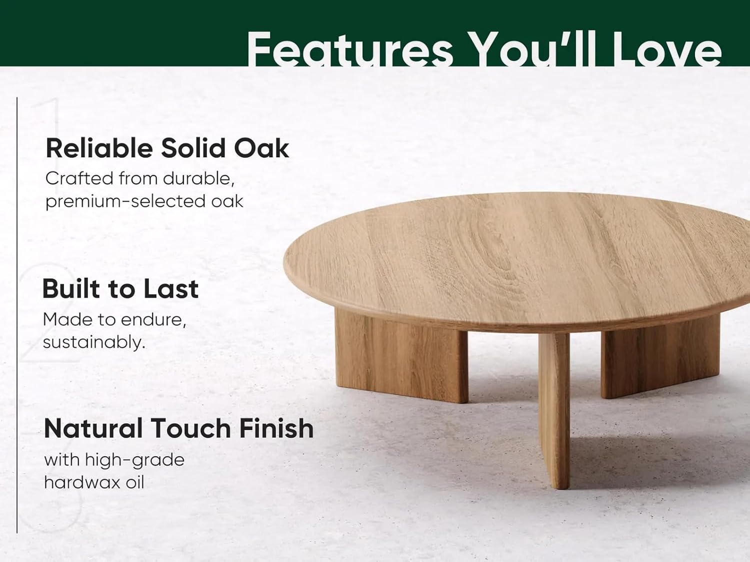Modern Coffee Table | Oak Wood Round Home Decor for Living Room, Bedroom & Office | Rustic, Farmhouse & Mid-Century Furniture (Espresso, 24'' x 24'' in)