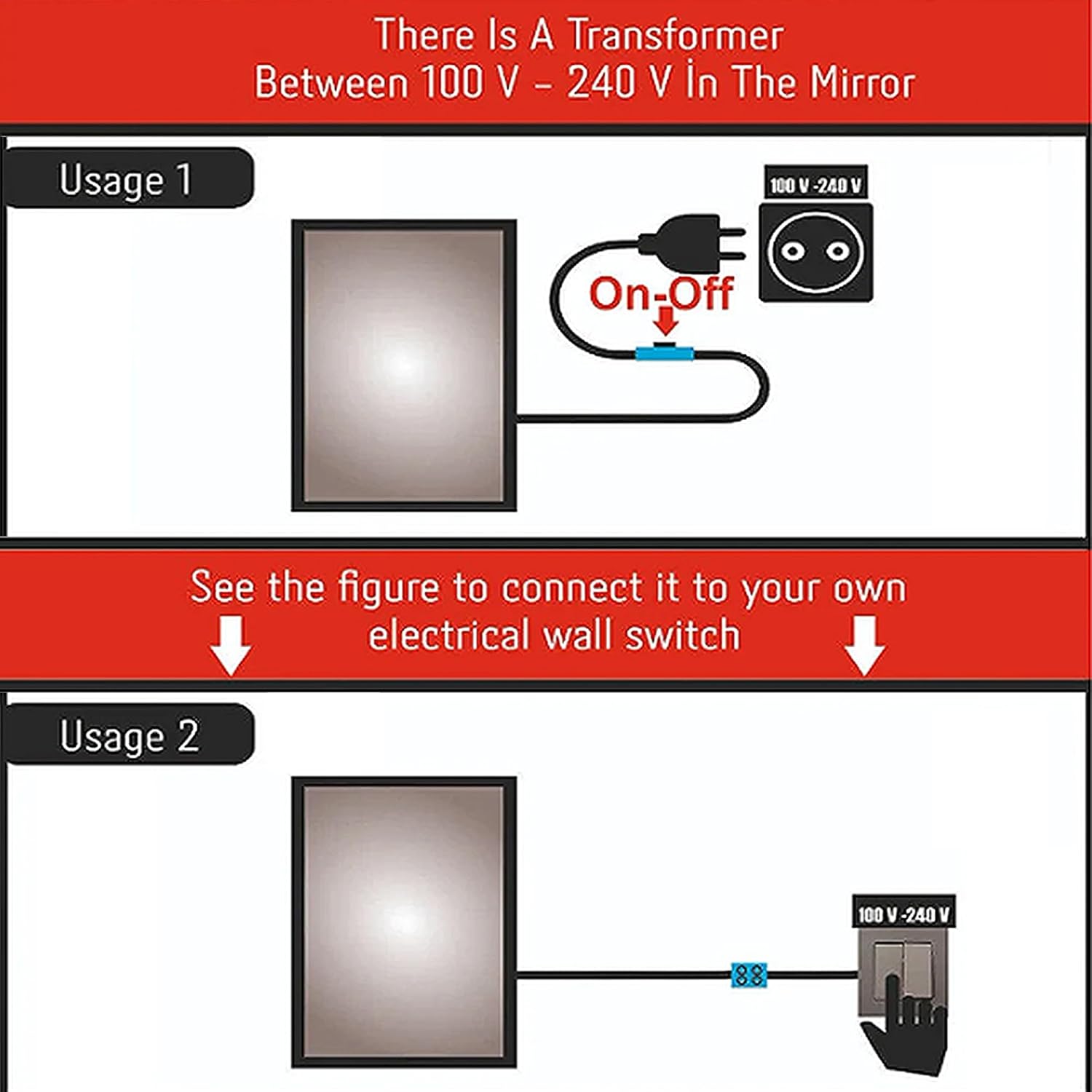 Asymmetrical Bathroom LED Mirror