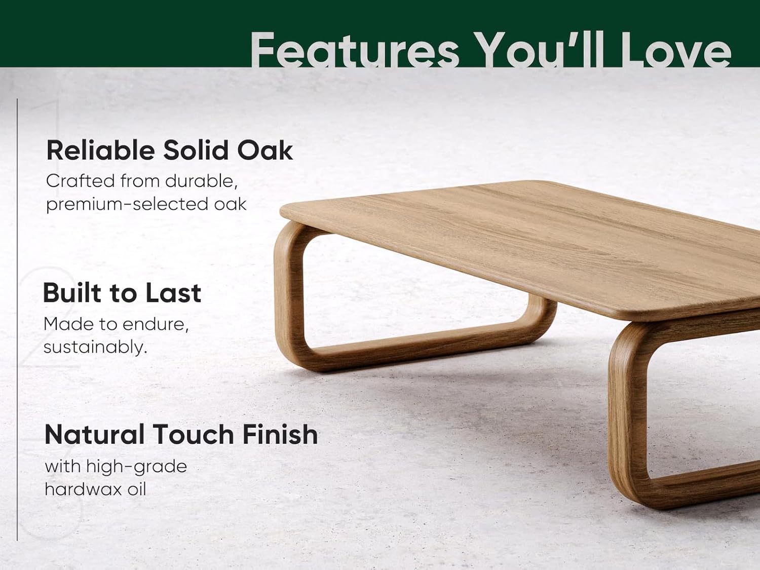 Solid OAK Wood Modern Coffee Table