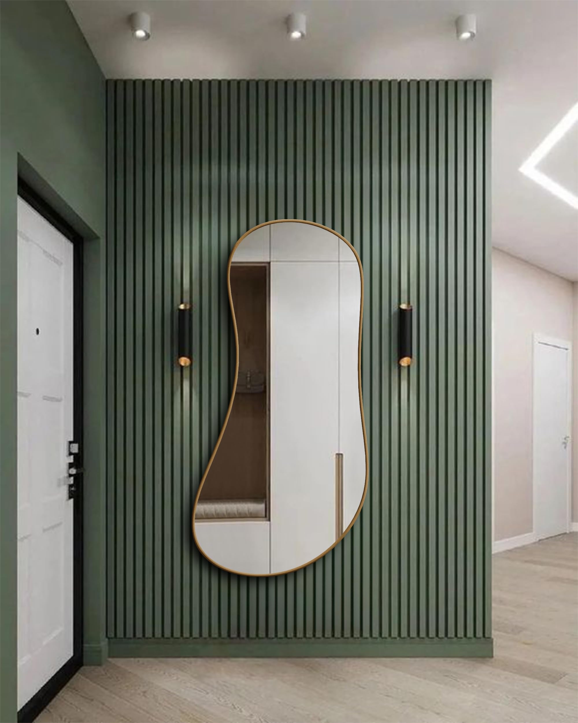 Irregular Wooden Framed Wall Mirror