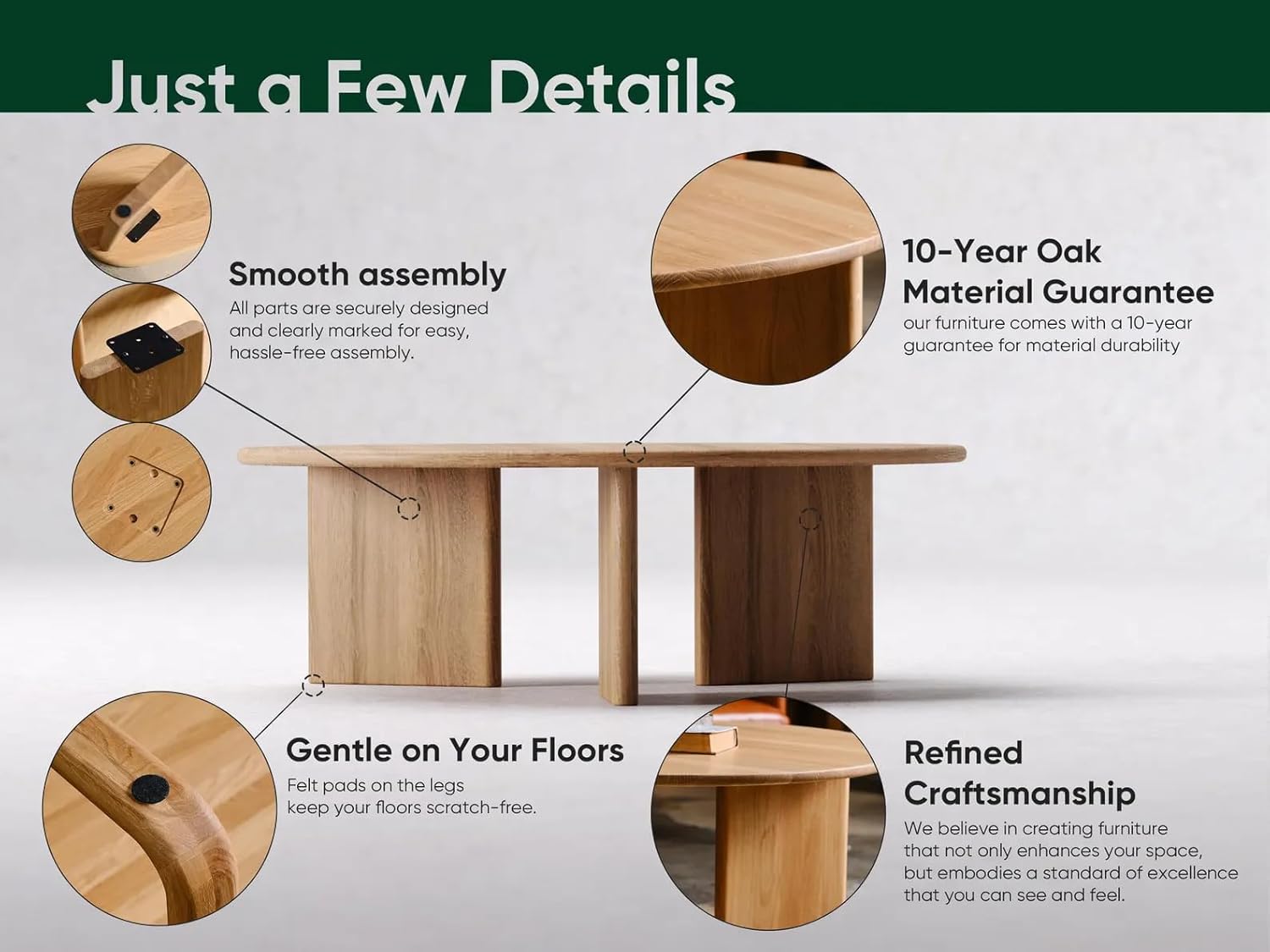 Modern Coffee Table | Oak Wood Round Home Decor for Living Room, Bedroom & Office | Rustic, Farmhouse & Mid-Century Furniture (Espresso, 24'' x 24'' in)