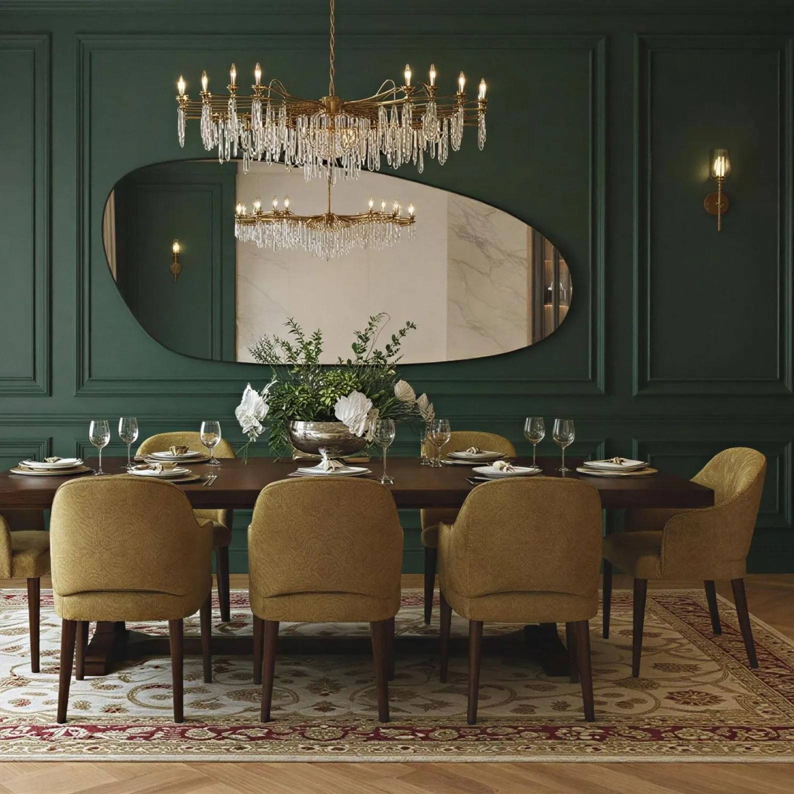 Atina Wooden Frame Asymmetrical Wall Mirror