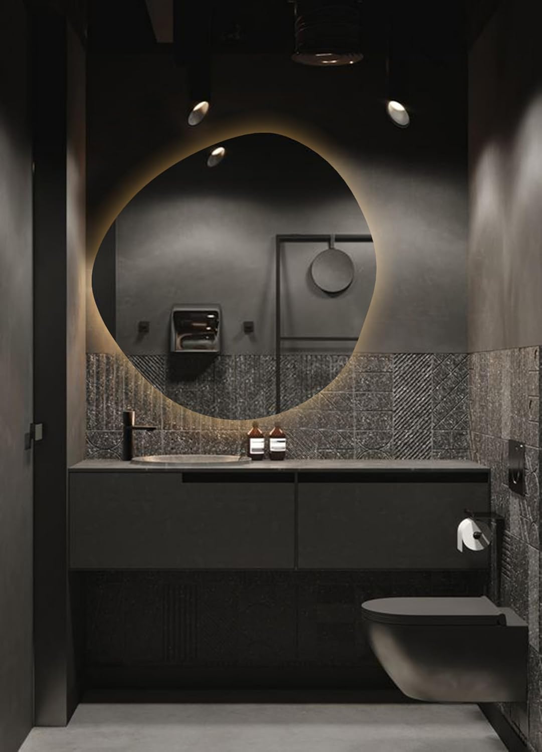 Asymmetrical Washbasin LED Mirror