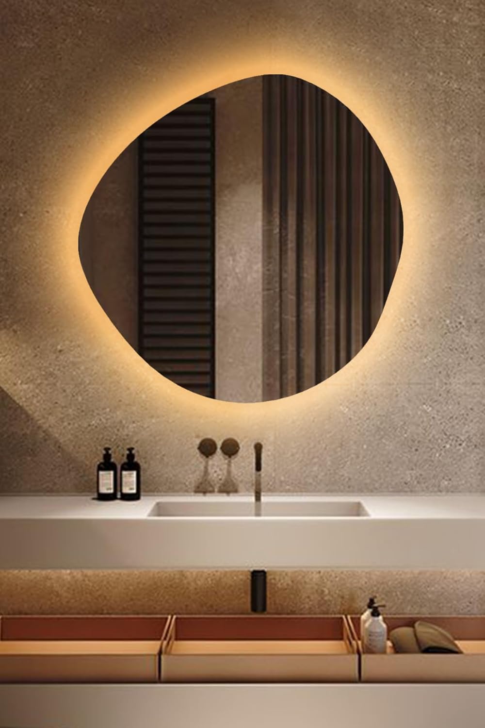 Asymmetrical Washbasin LED Mirror