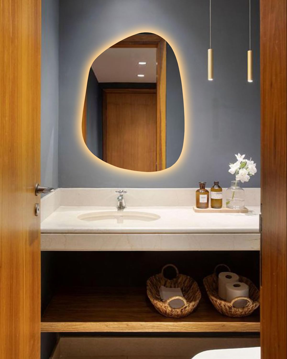 Irregular LED Bathroom Vanity Mirror with Lights