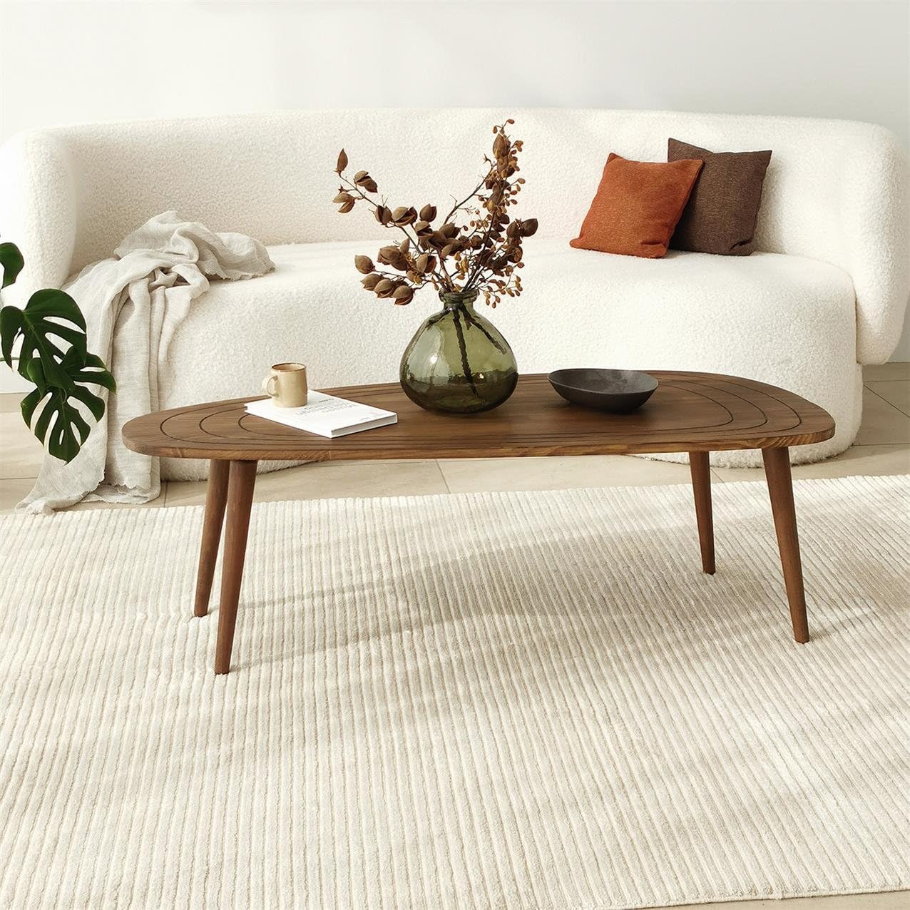 Solid Wood Oval Coffee Table