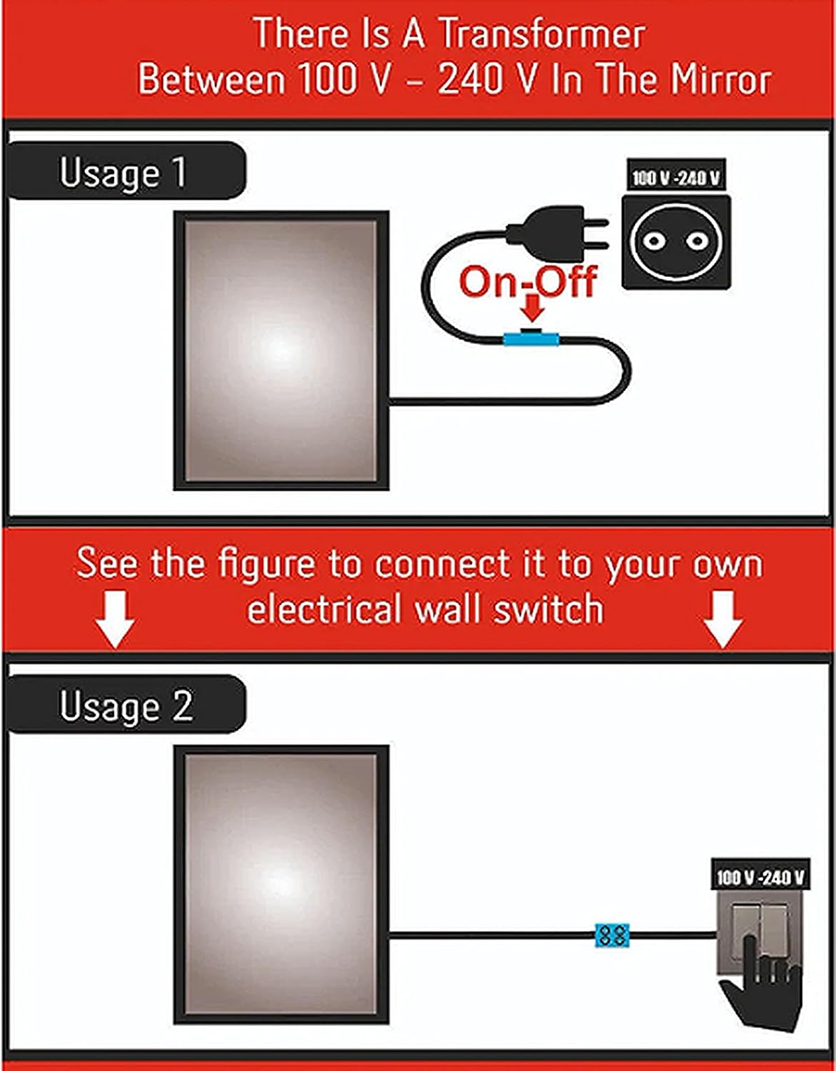 Asymmetrical Led Lighted Mirror for Bathroom