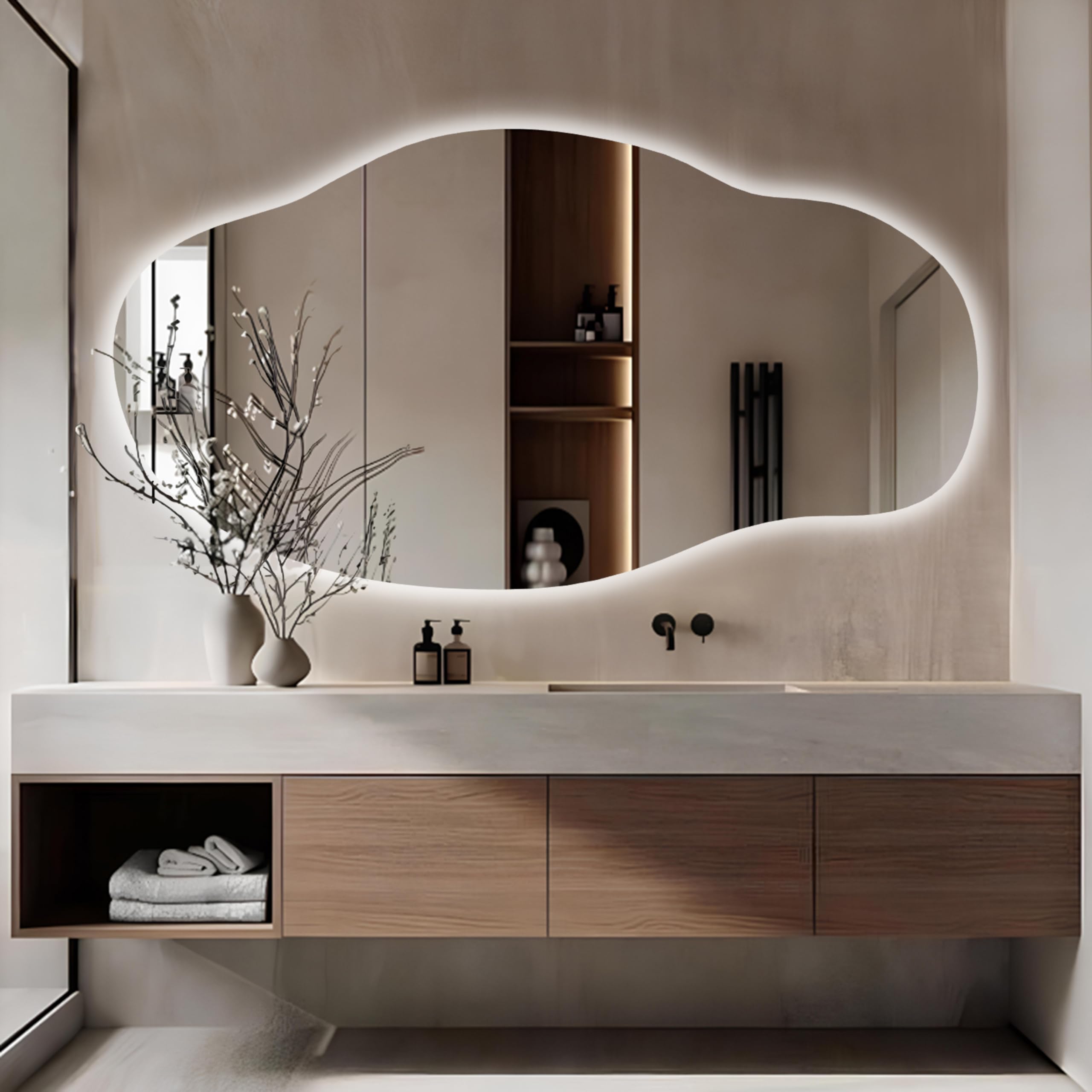 Asymmetrical Light Up Mirror