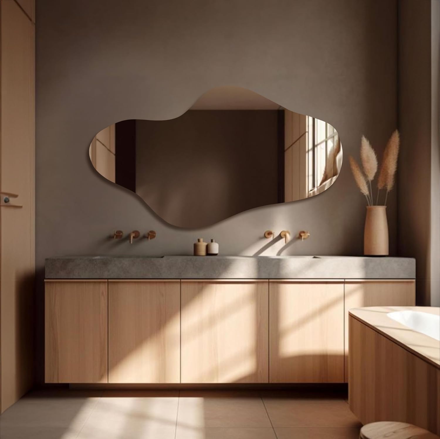 Asymmetrical Led Lighted Mirror for Bathroom