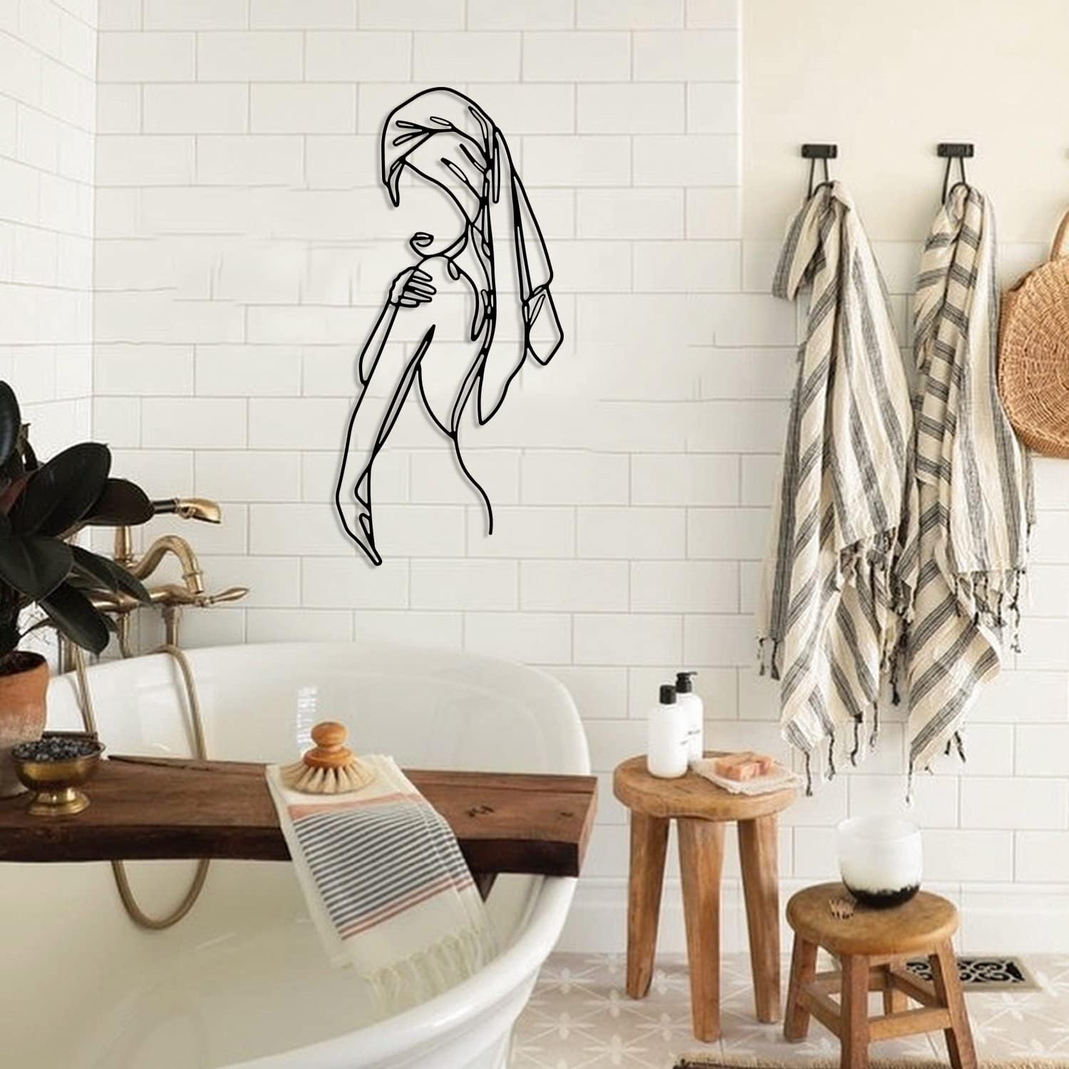 Minimalist Bathroom Metal Wall Art