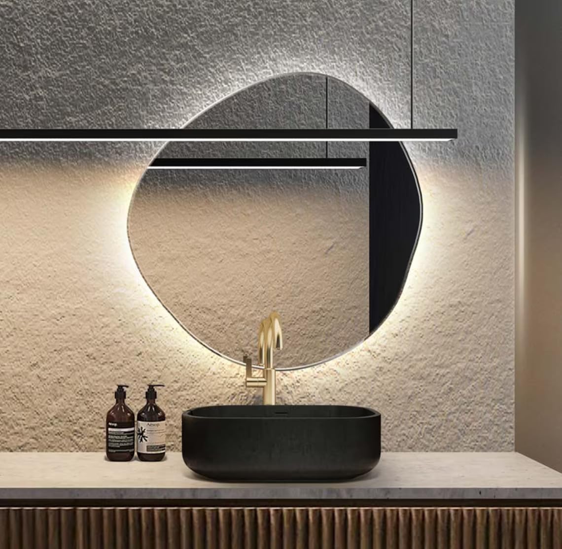 Asymmetrical Washbasin LED Mirror