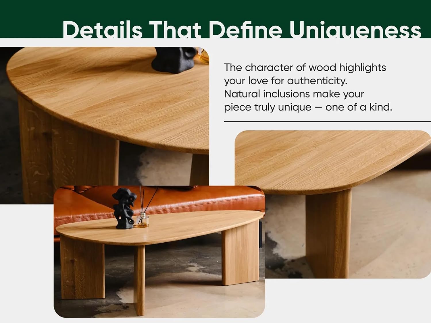 Solid OAK Asymmetrical Coffee Table